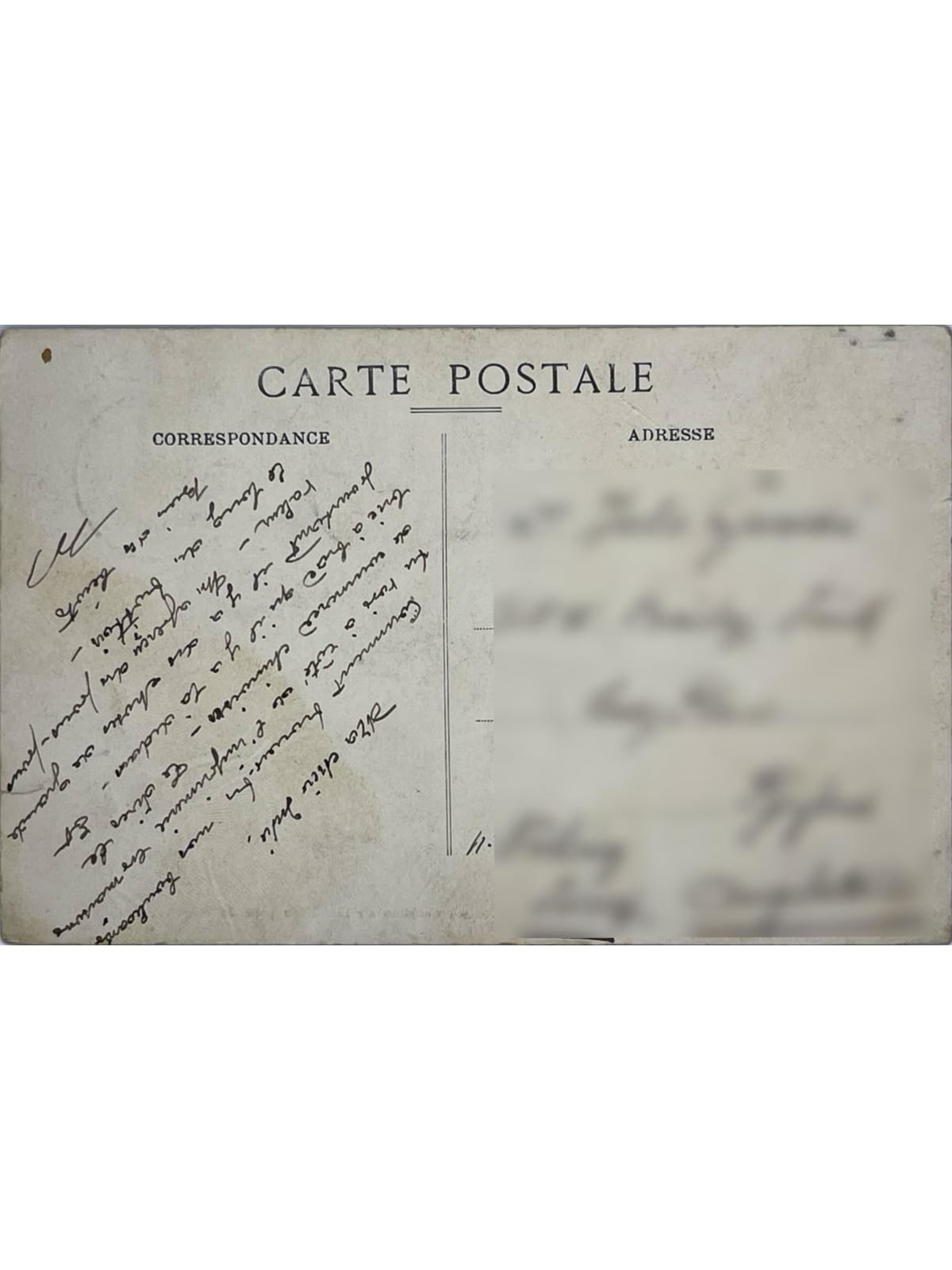 Verso de la carte postale