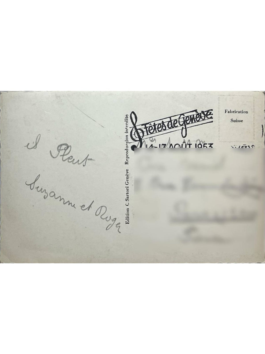 Verso de la carte postale