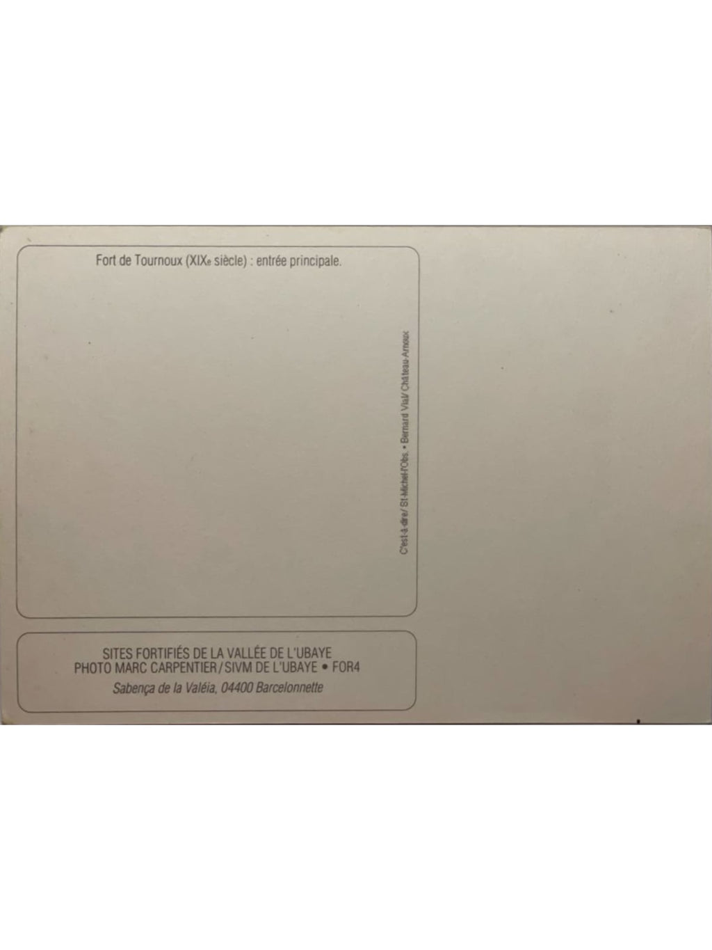 Verso de la carte postale