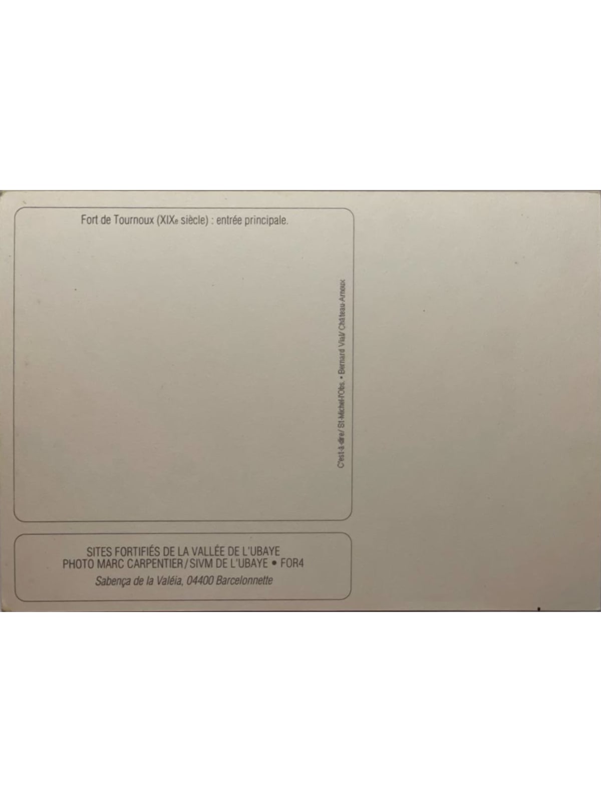 Verso de la carte postale