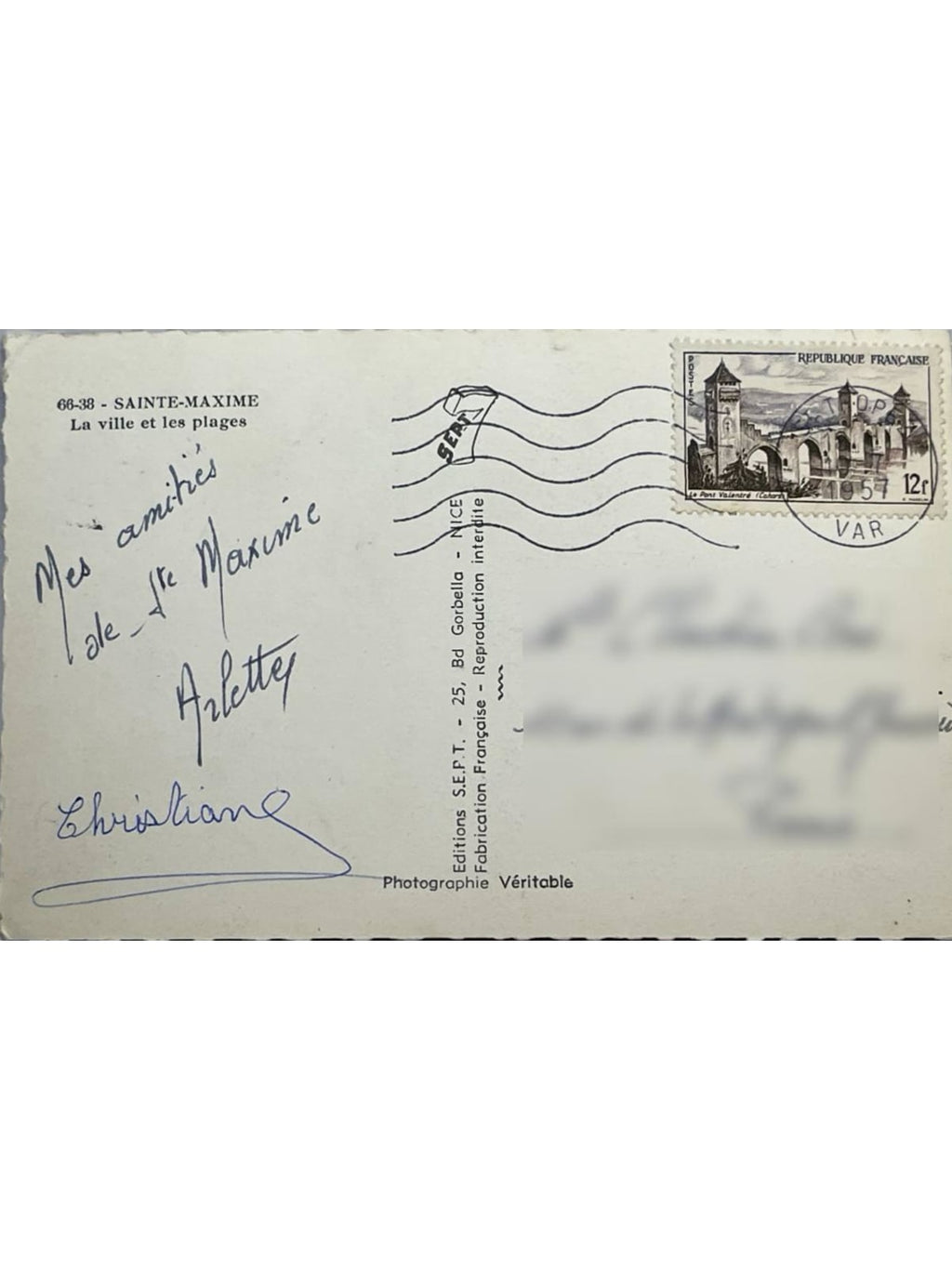Verso de la carte postale
