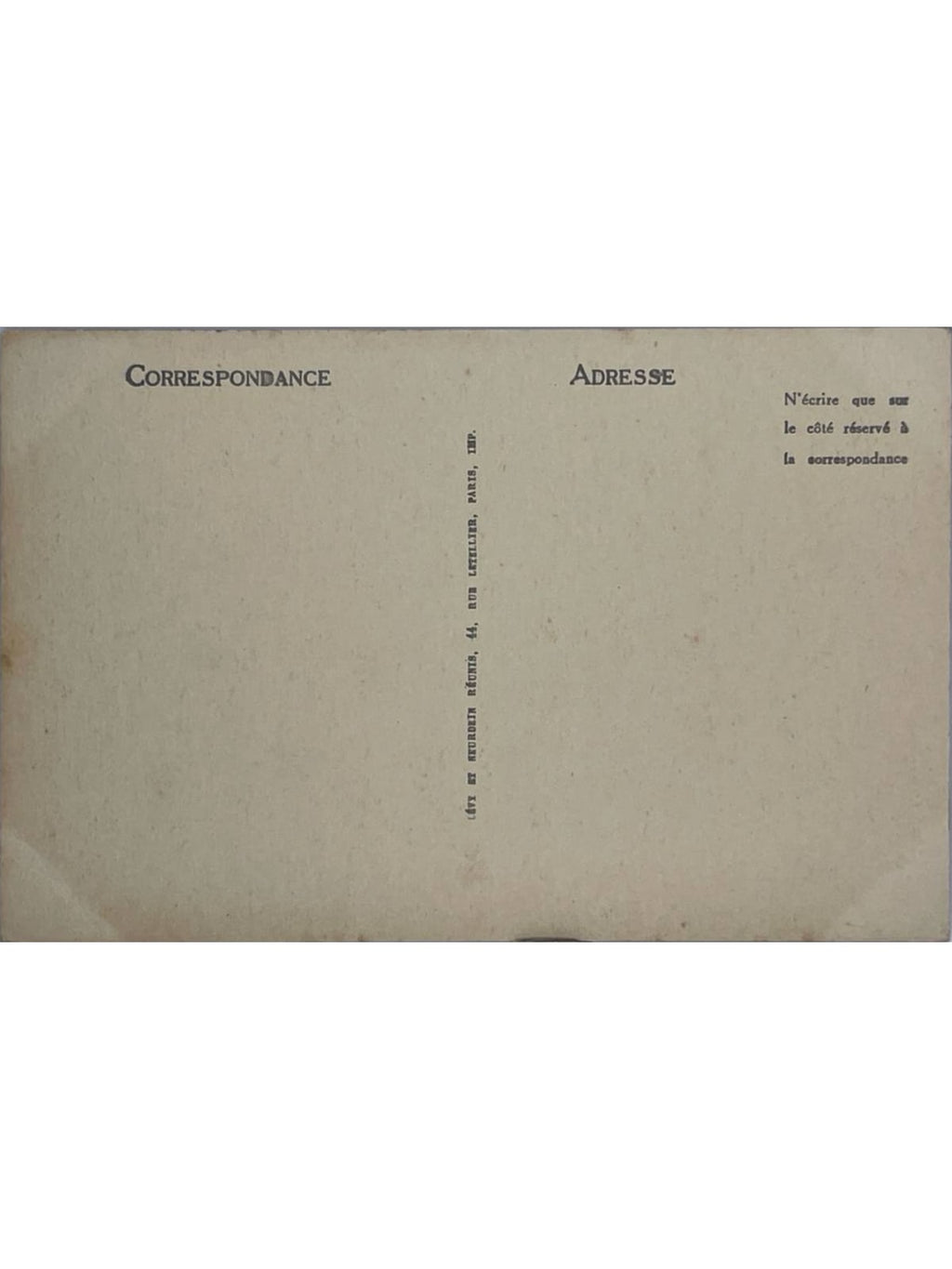Verso de la carte postale