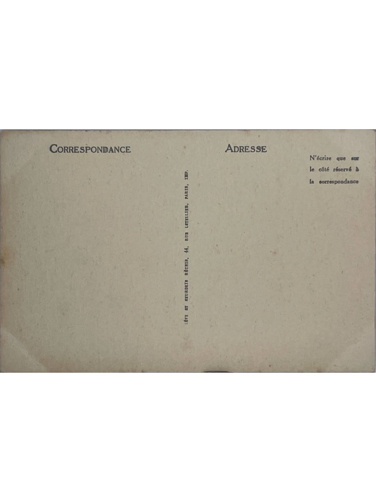 Verso de la carte postale