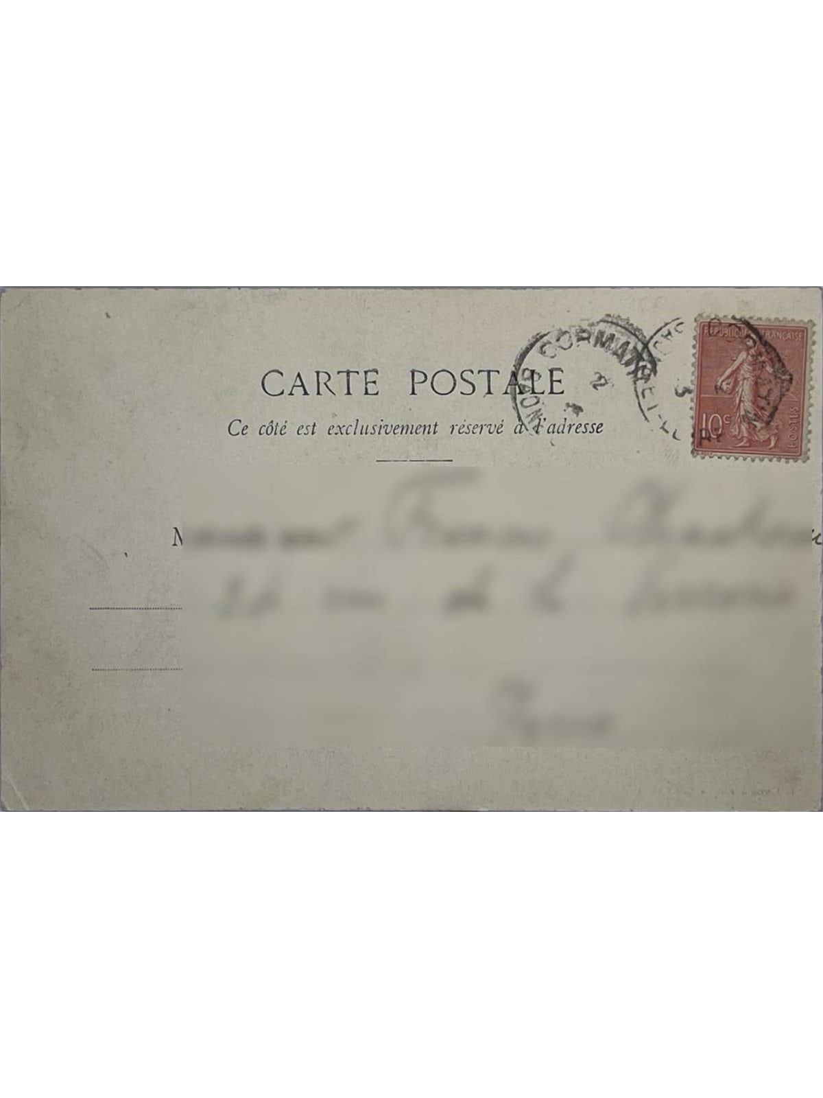 Verso de la carte postale