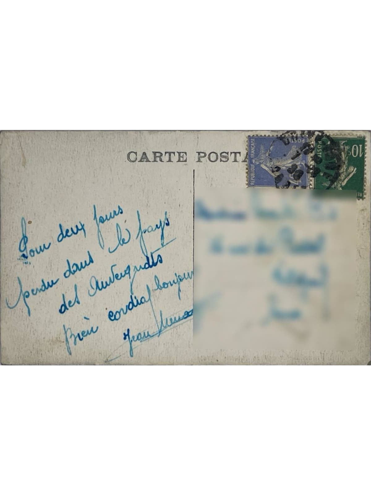 Verso de la carte postale