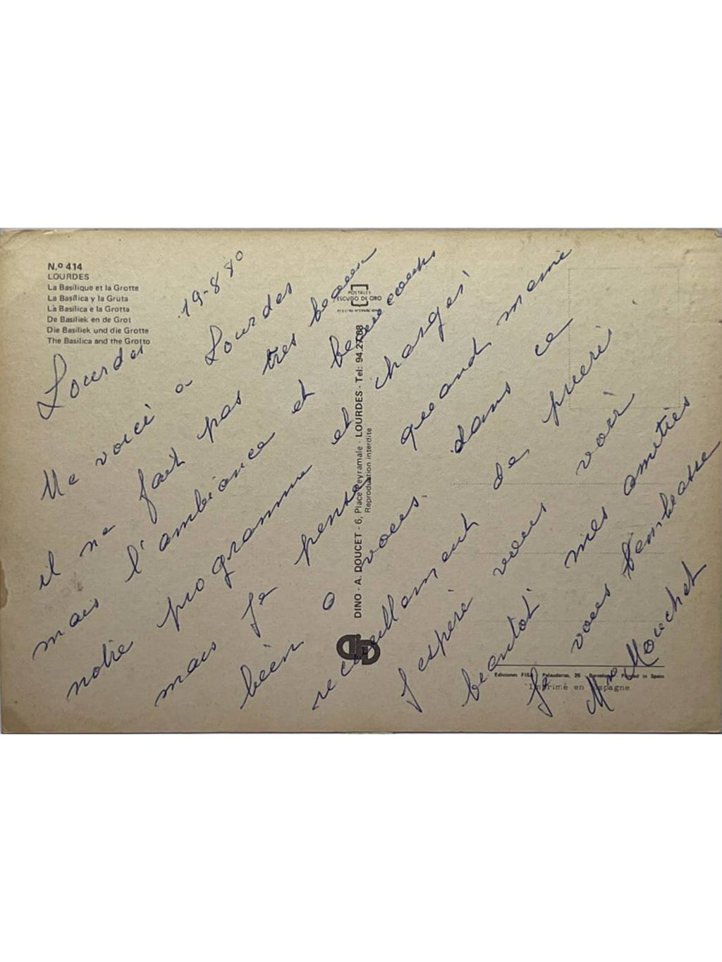 Verso de la carte postale