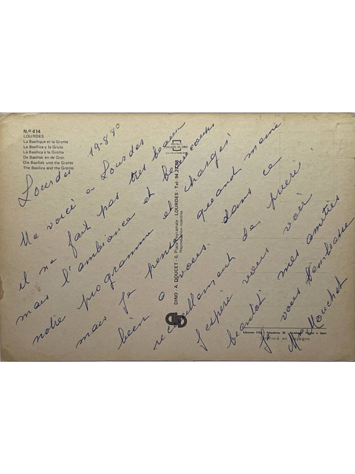 Verso de la carte postale