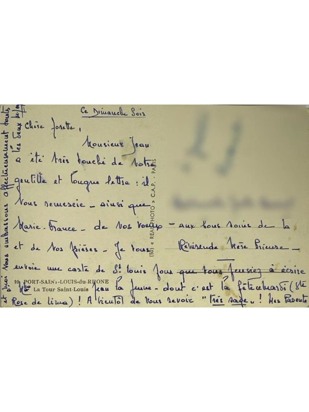 Verso de la carte postale