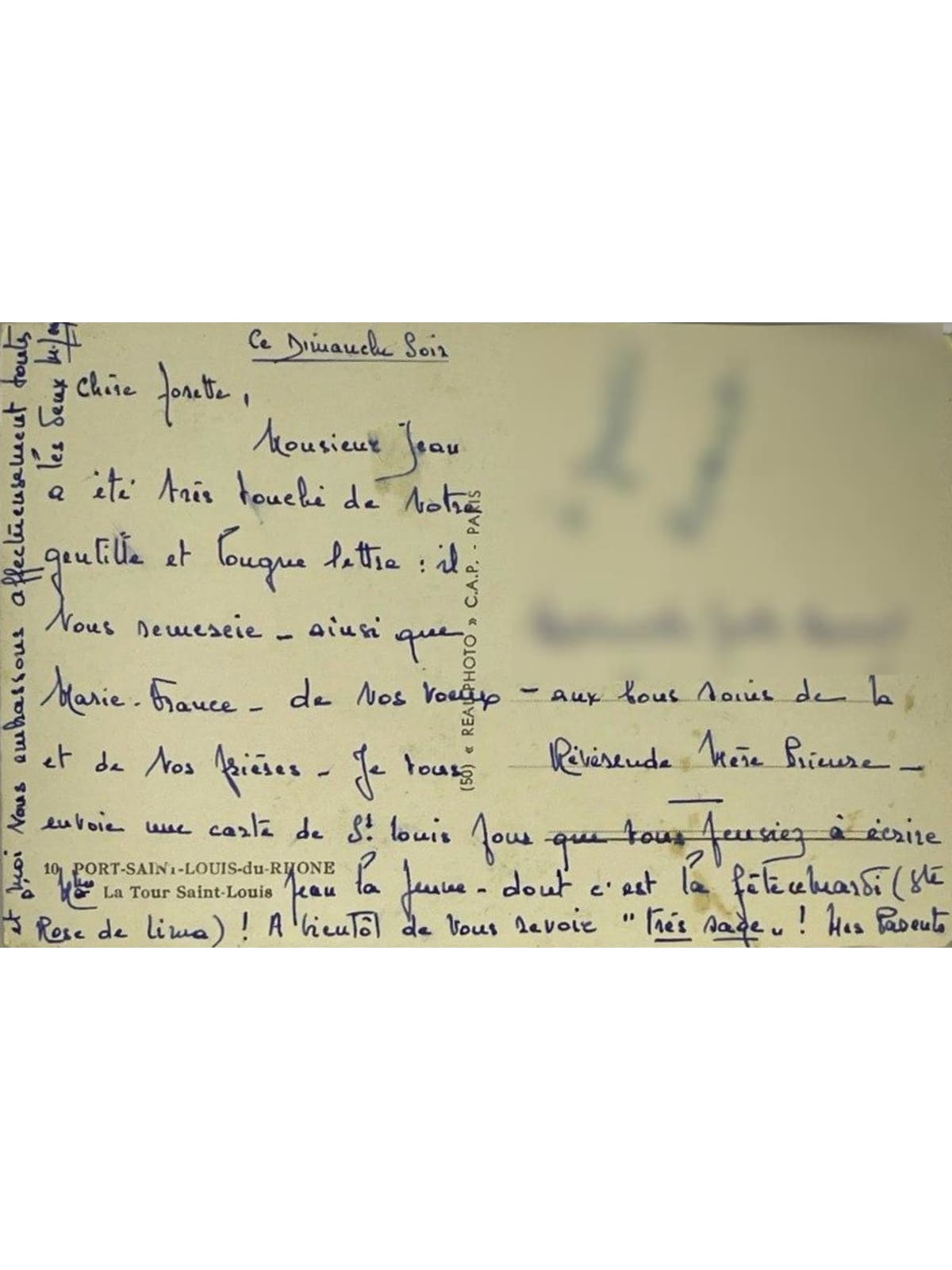 Verso de la carte postale