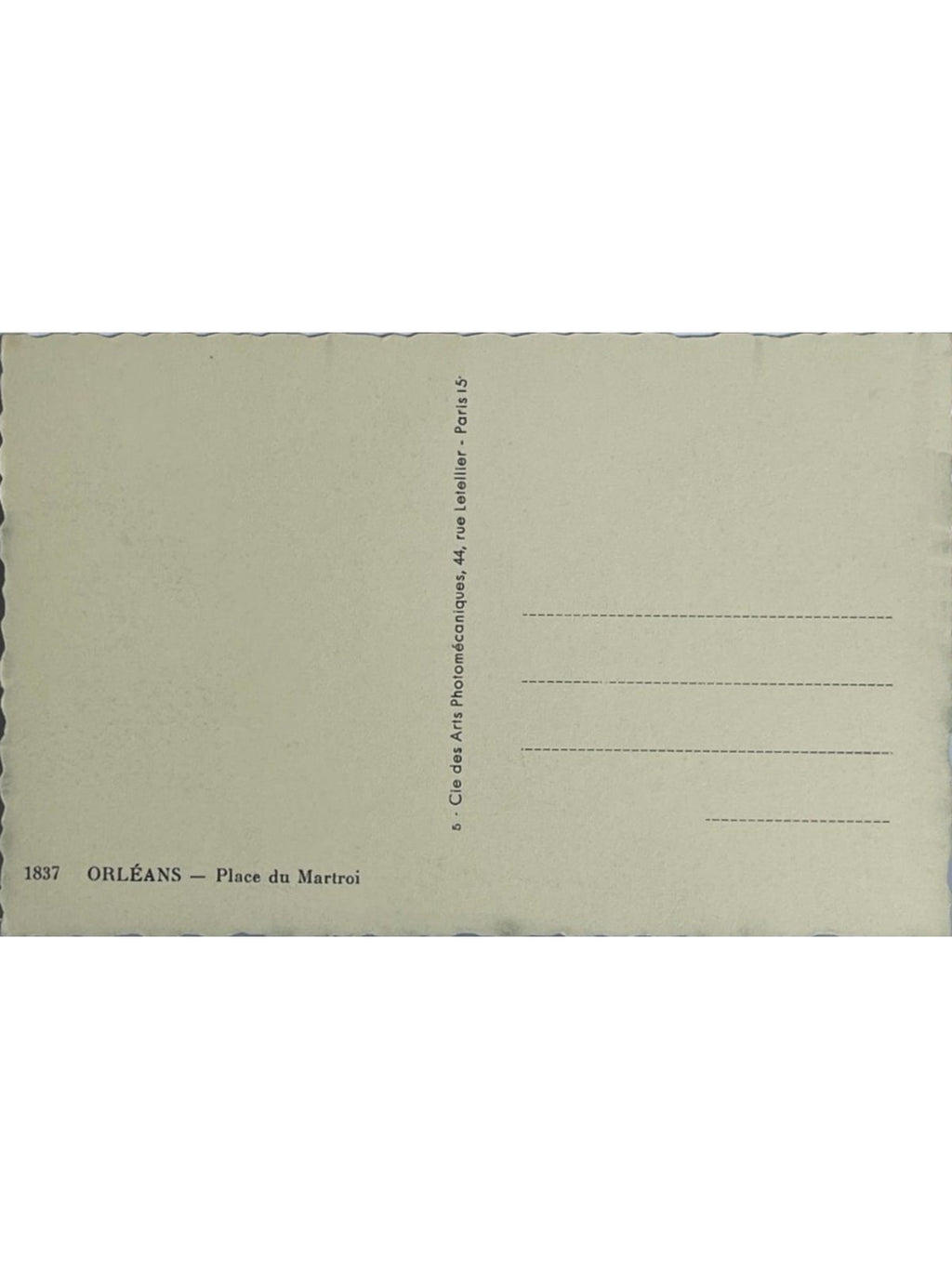 Verso de la carte postale