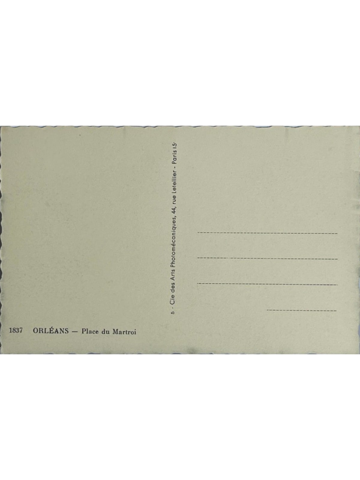 Verso de la carte postale