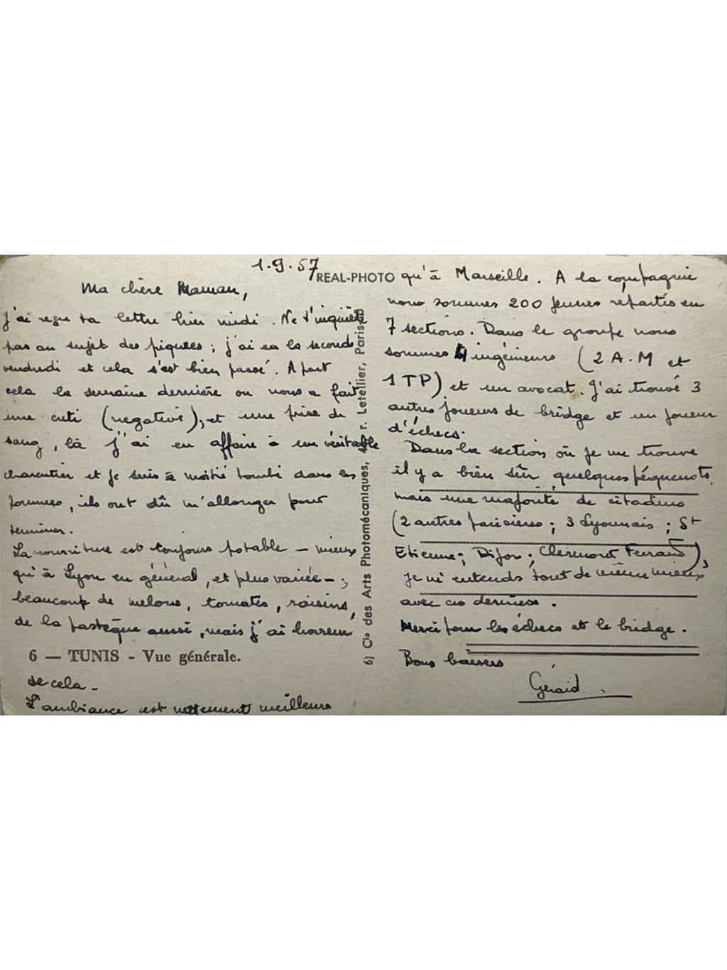 Verso de la carte postale