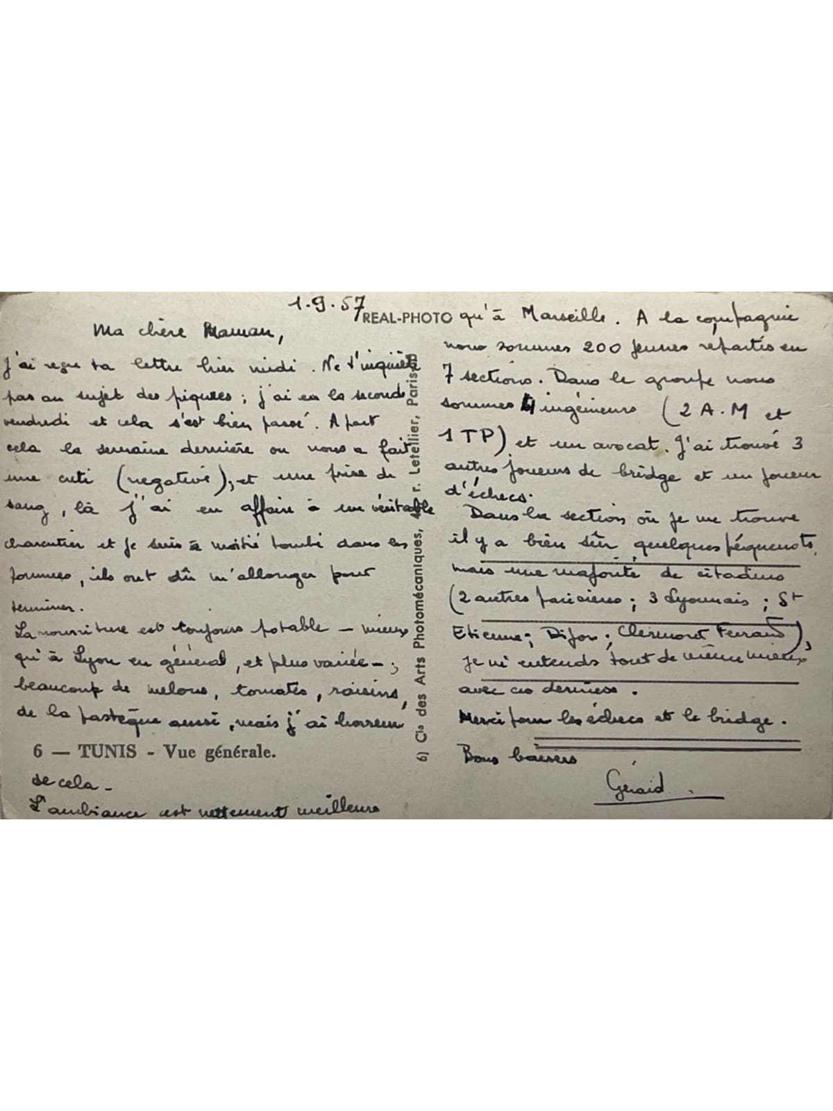 Verso de la carte postale