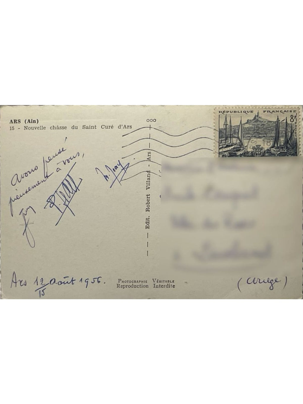 Verso de la carte postale