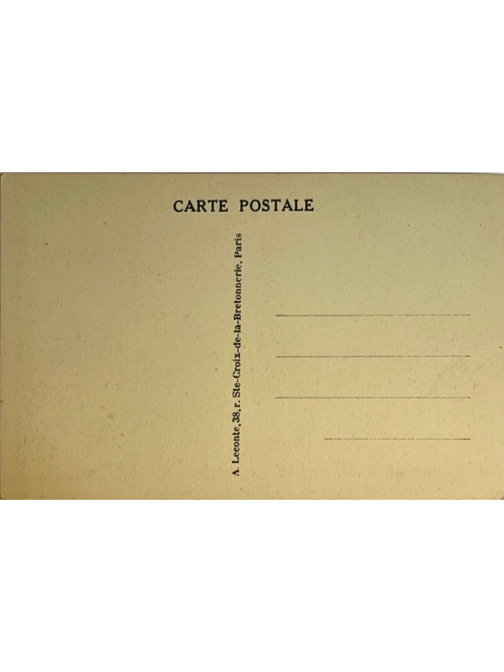 Verso de la carte postale