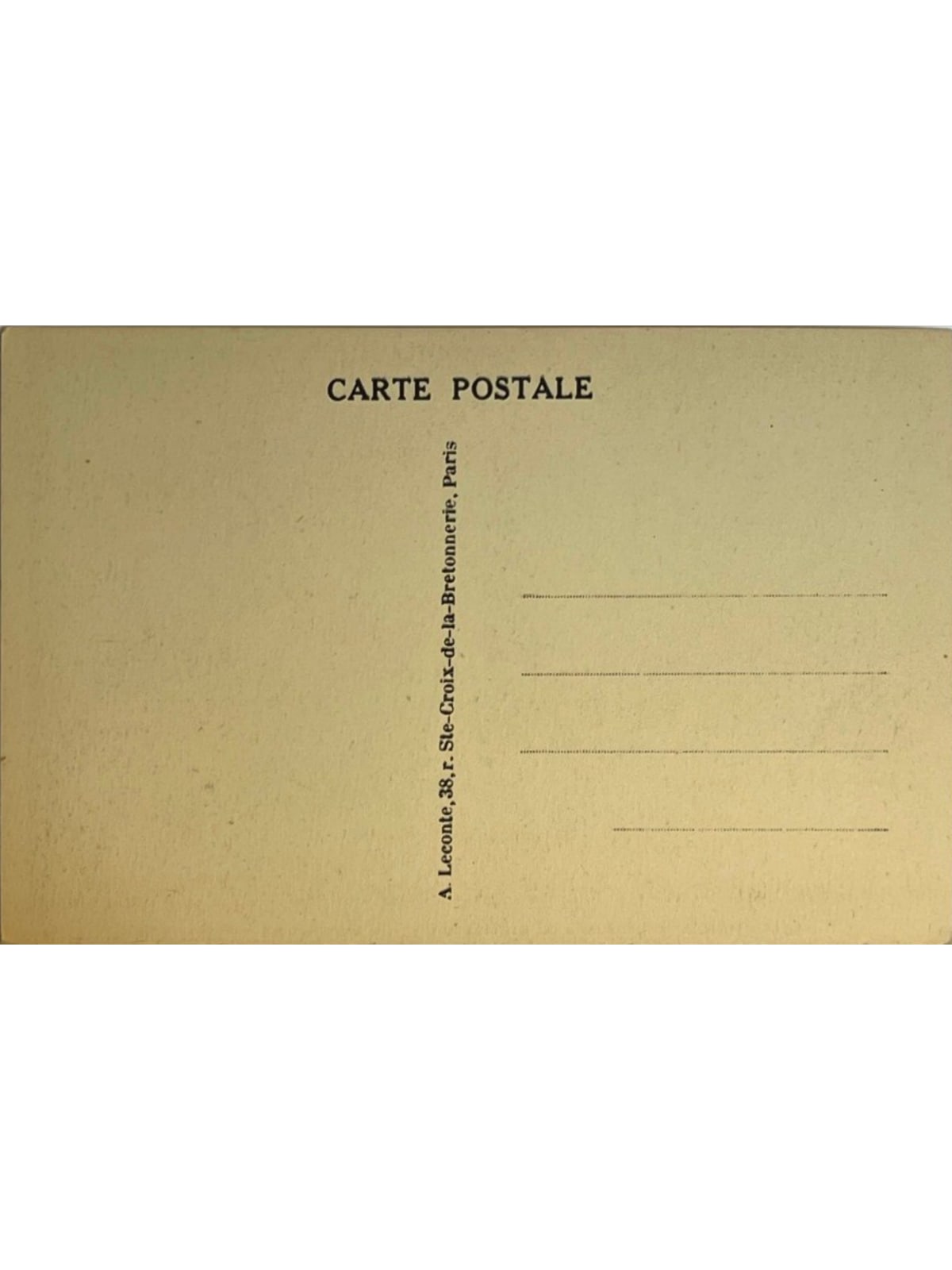 Verso de la carte postale