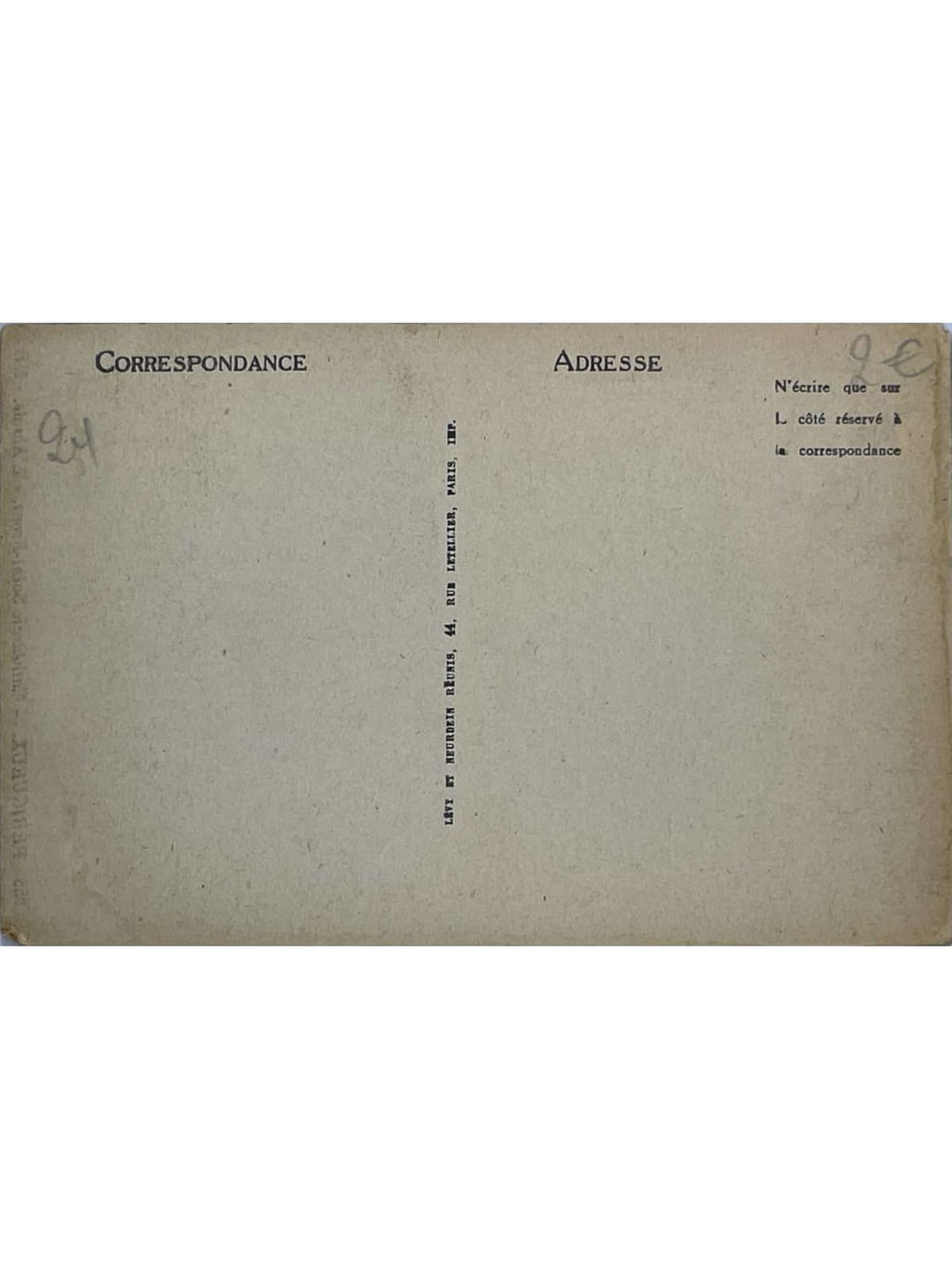 Verso de la carte postale