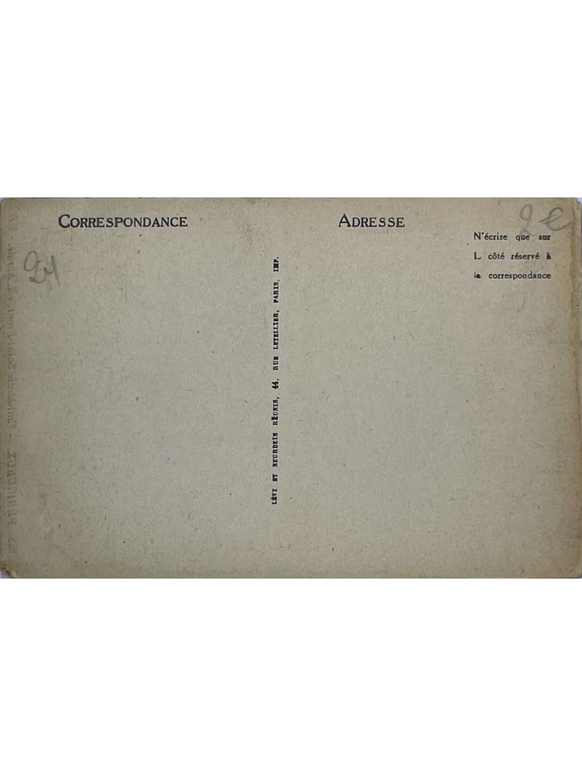 Verso de la carte postale