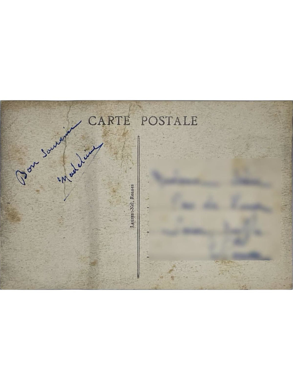Verso de la carte postale