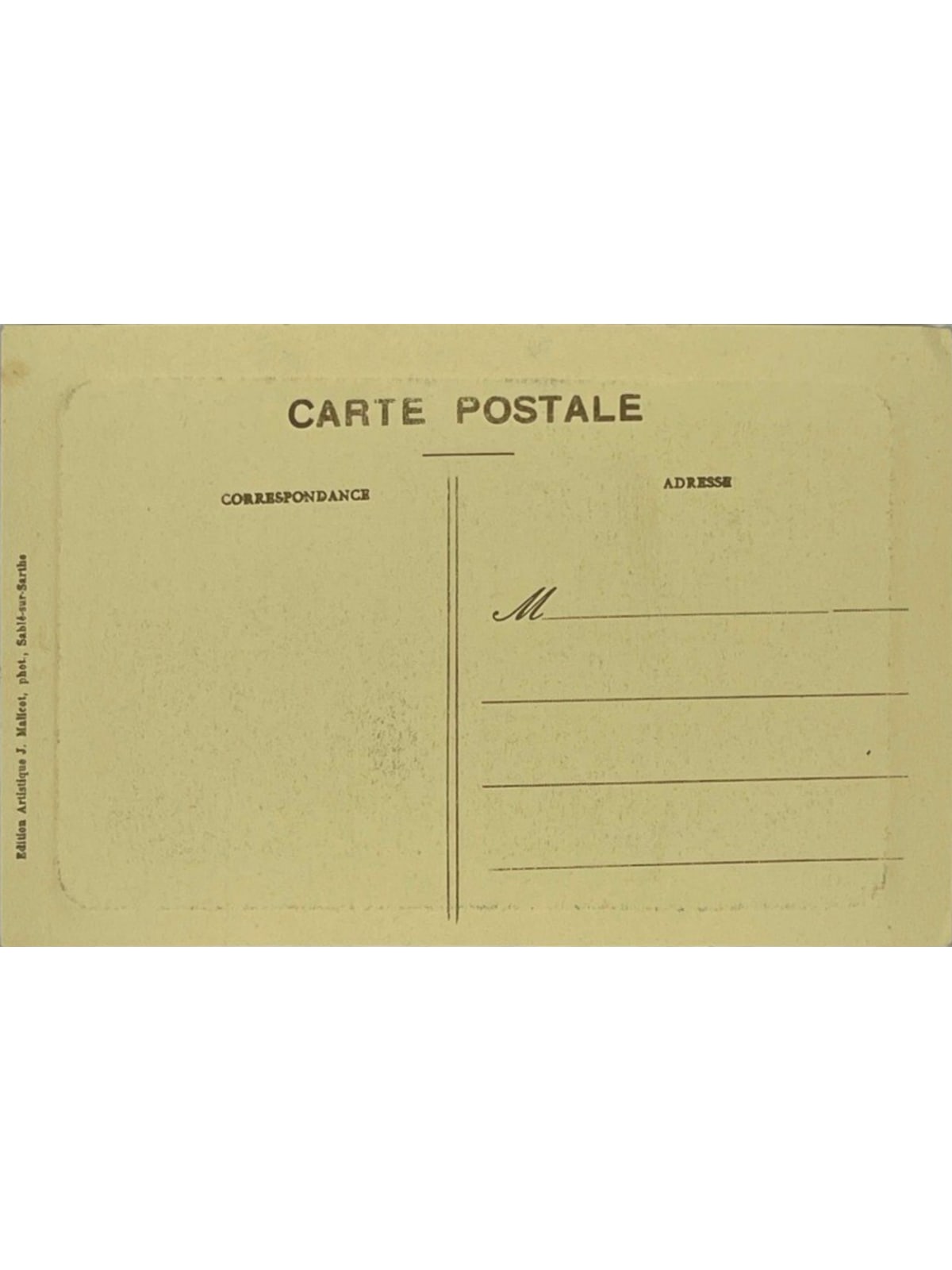 Verso de la carte postale