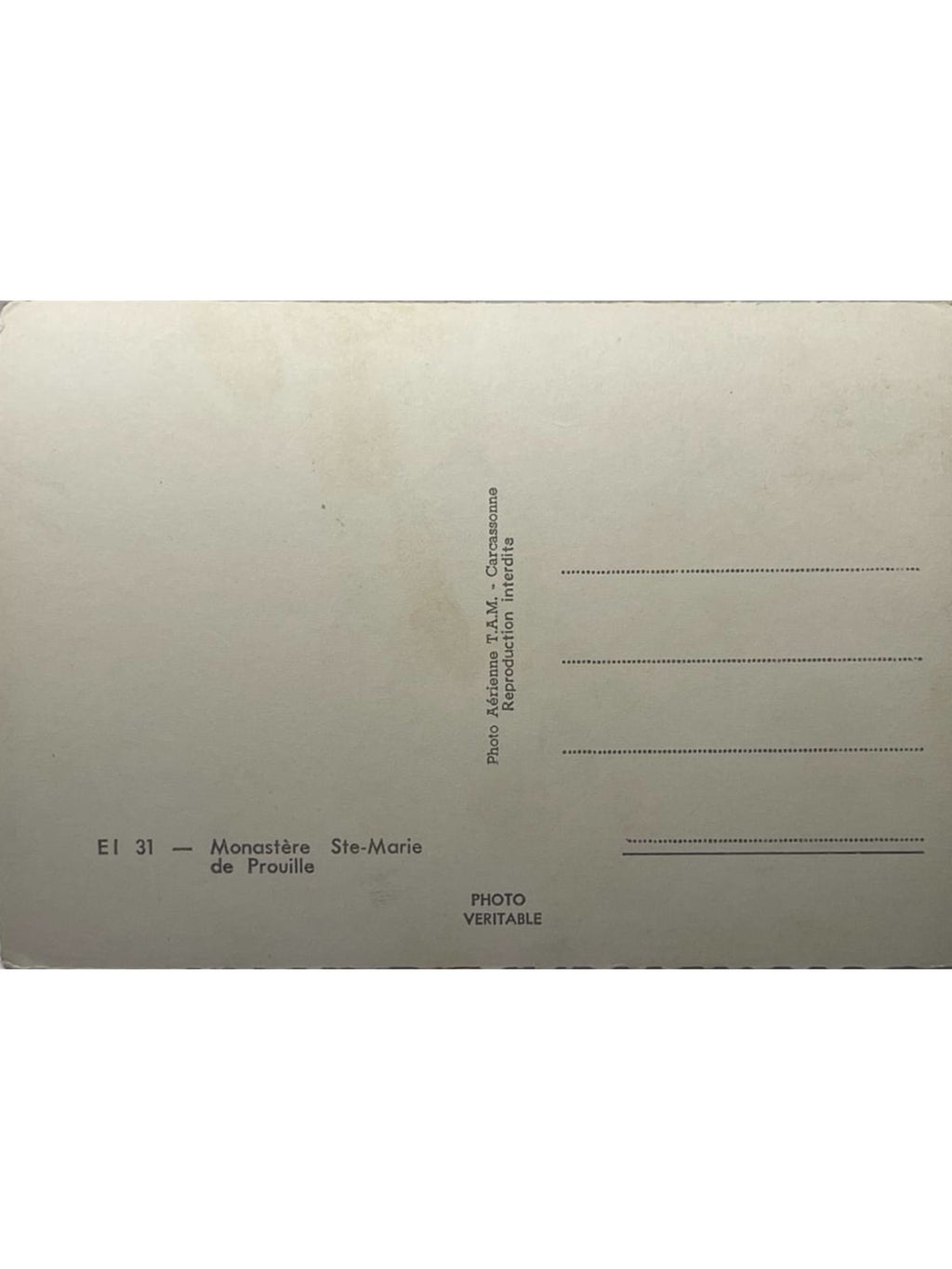 Verso de la carte postale