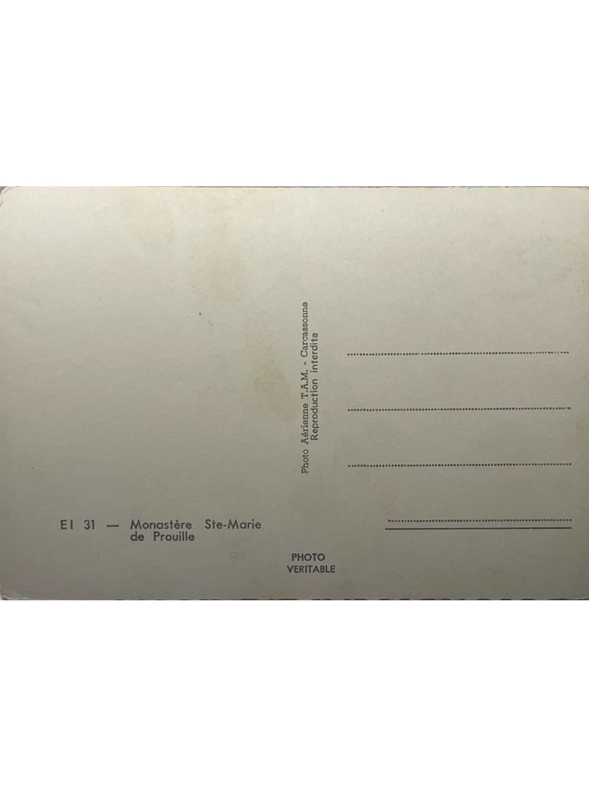 Verso de la carte postale