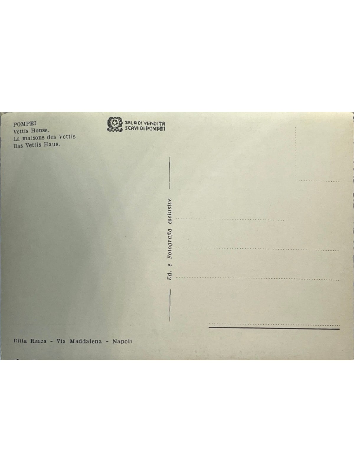 Verso de la carte postale