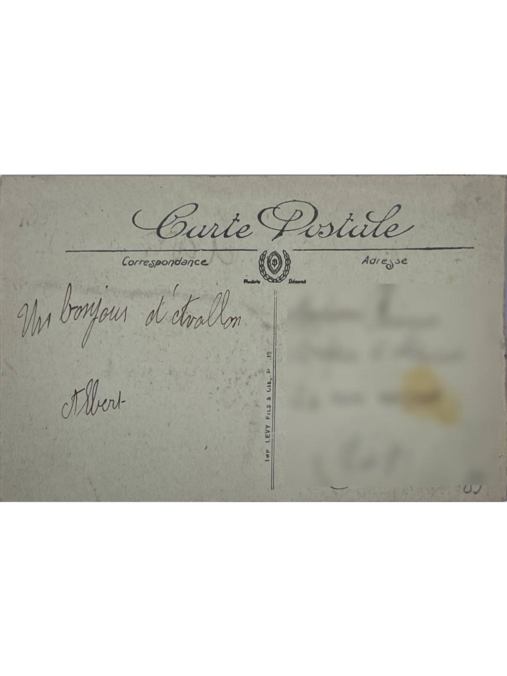 Verso de la carte postale
