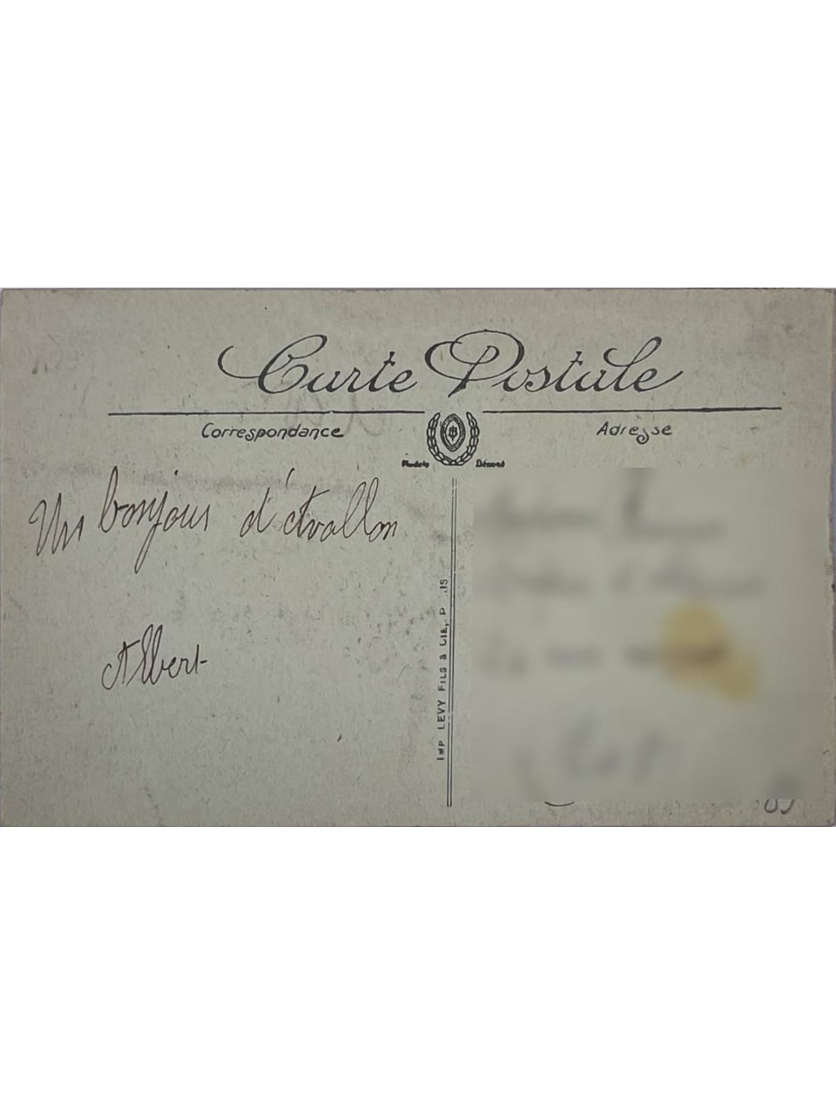 Verso de la carte postale