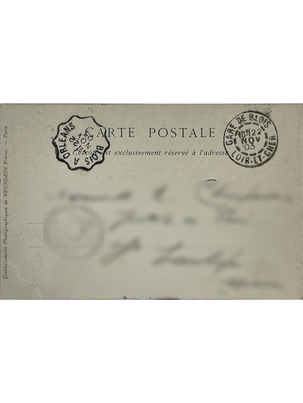 Verso de la carte postale