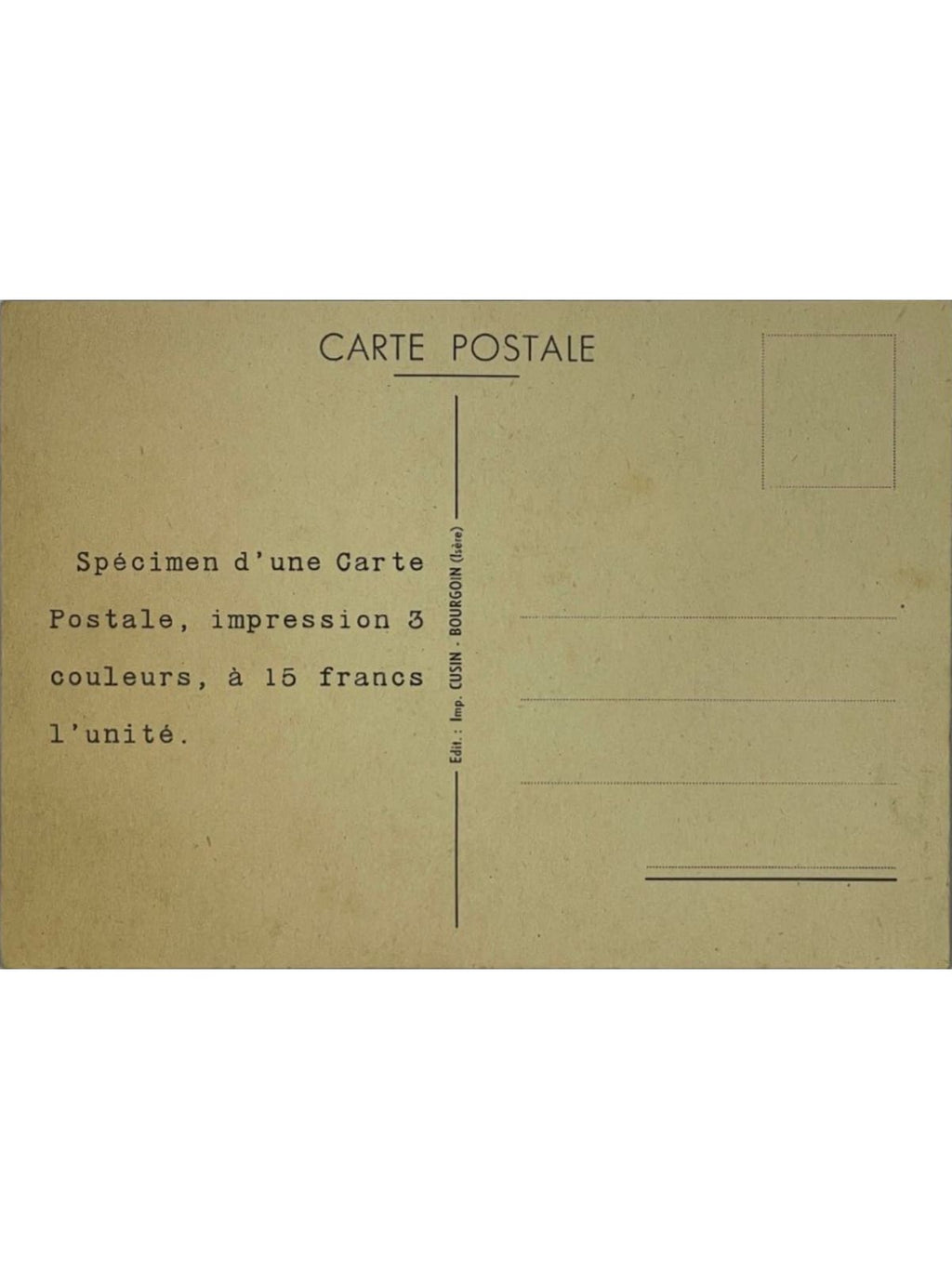Verso de la carte postale