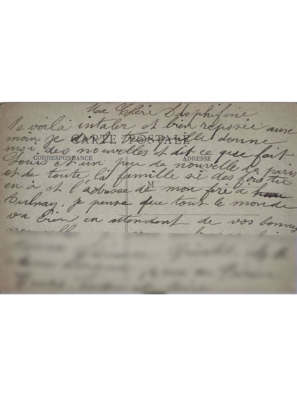 Verso de la carte postale