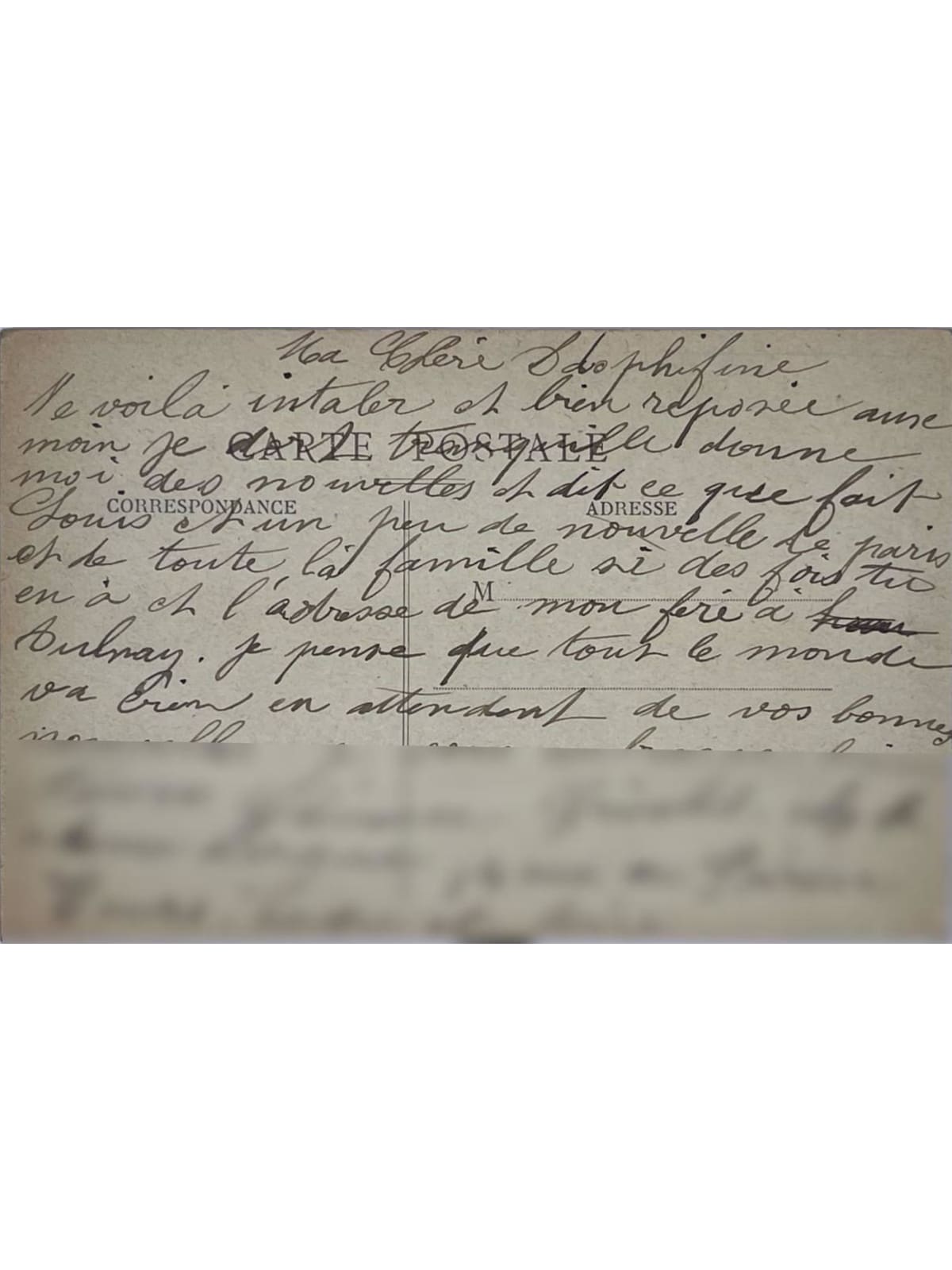 Verso de la carte postale