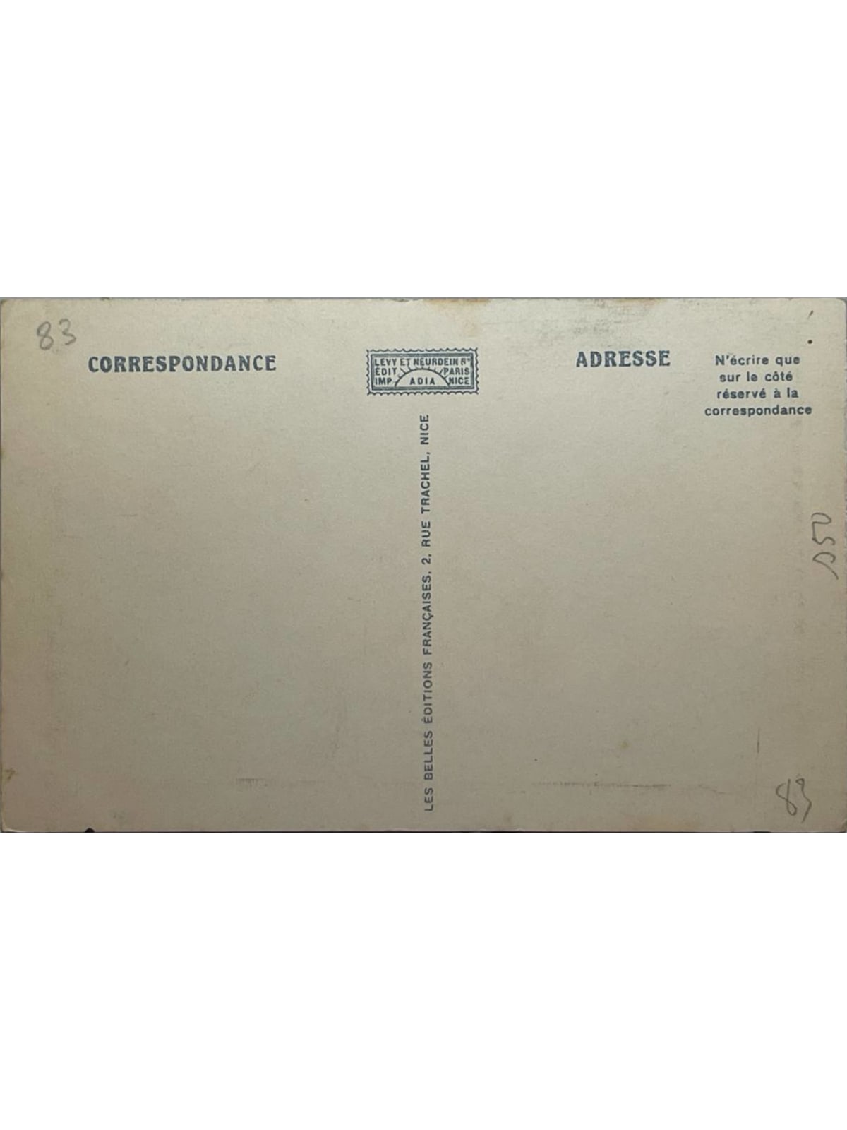 Verso de la carte postale