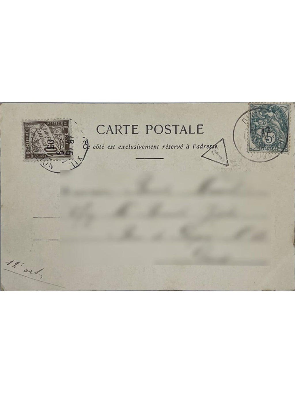 Verso de la carte postale