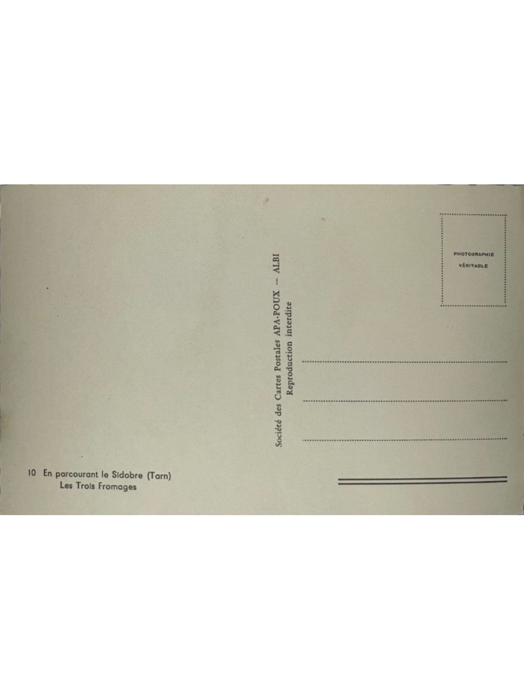 Verso de la carte postale