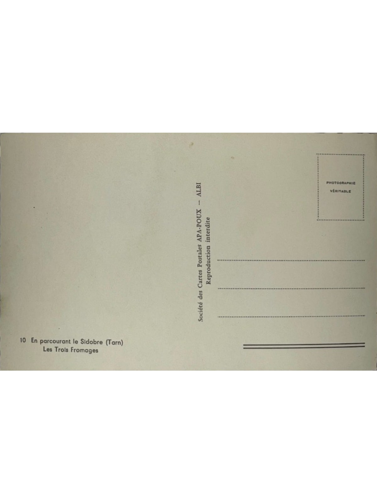 Verso de la carte postale