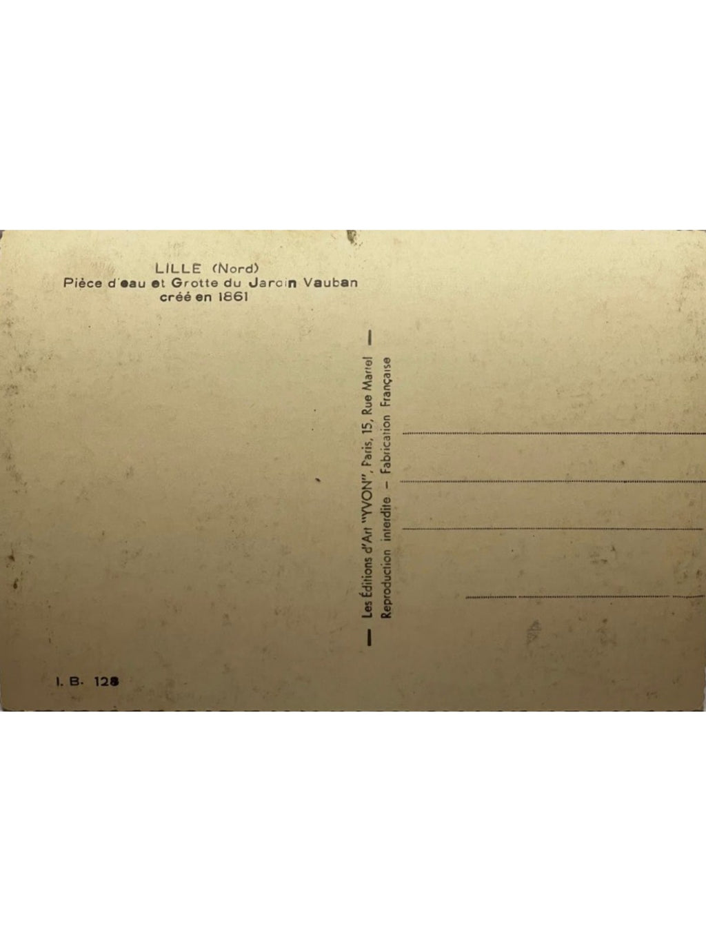 Verso de la carte postale