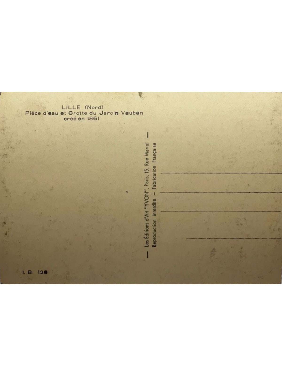 Verso de la carte postale