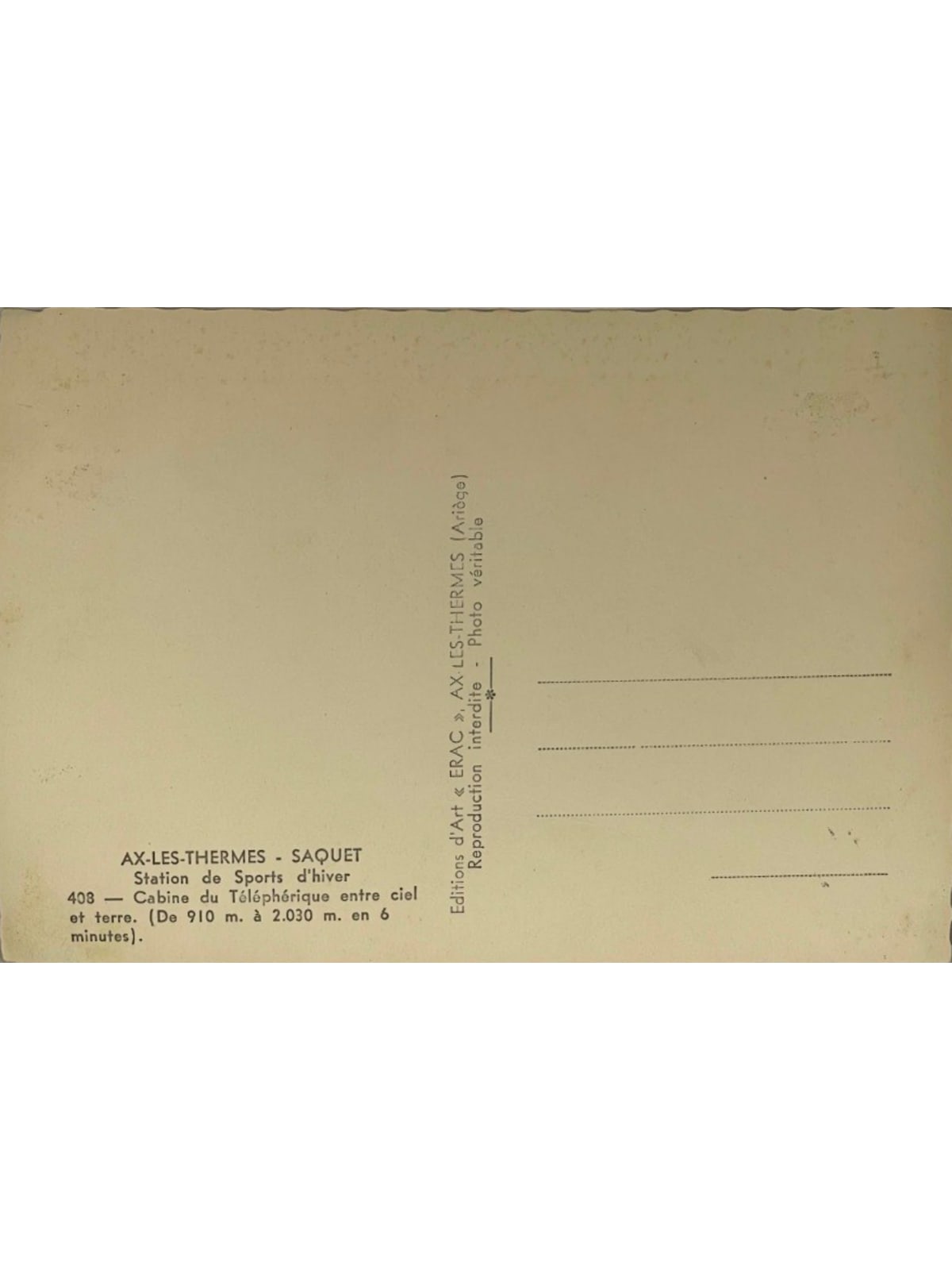 Verso de la carte postale