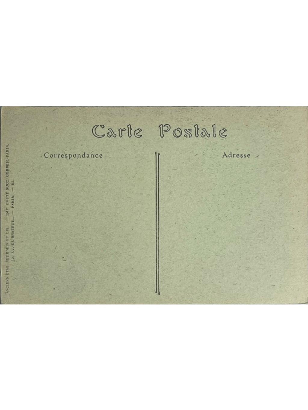 Verso de la carte postale