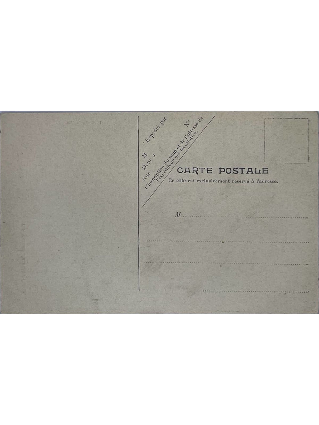Verso de la carte postale