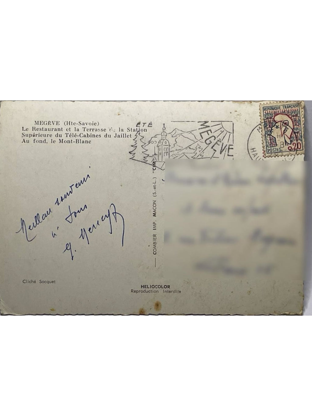Verso de la carte postale