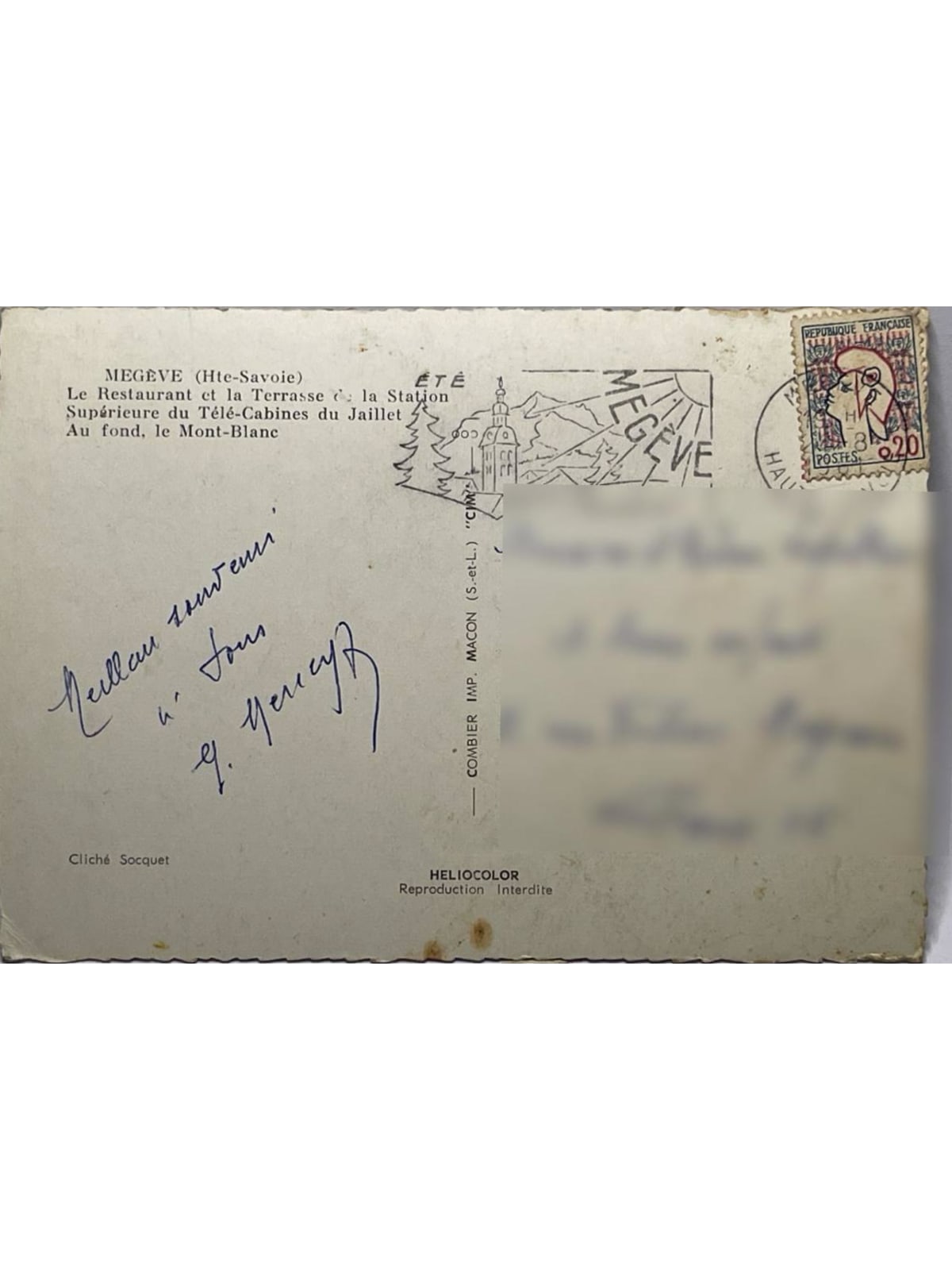 Verso de la carte postale