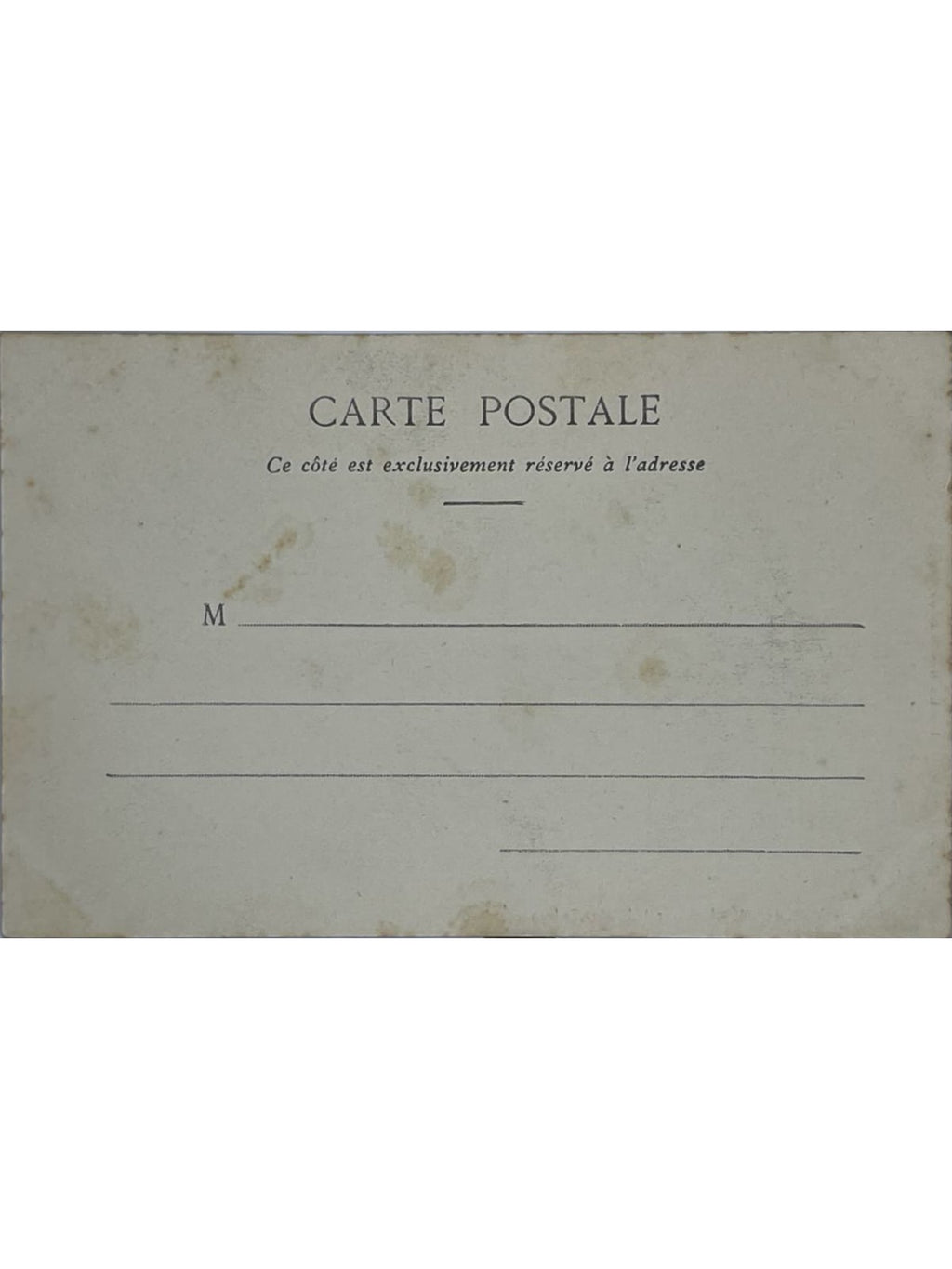 Verso de la carte postale