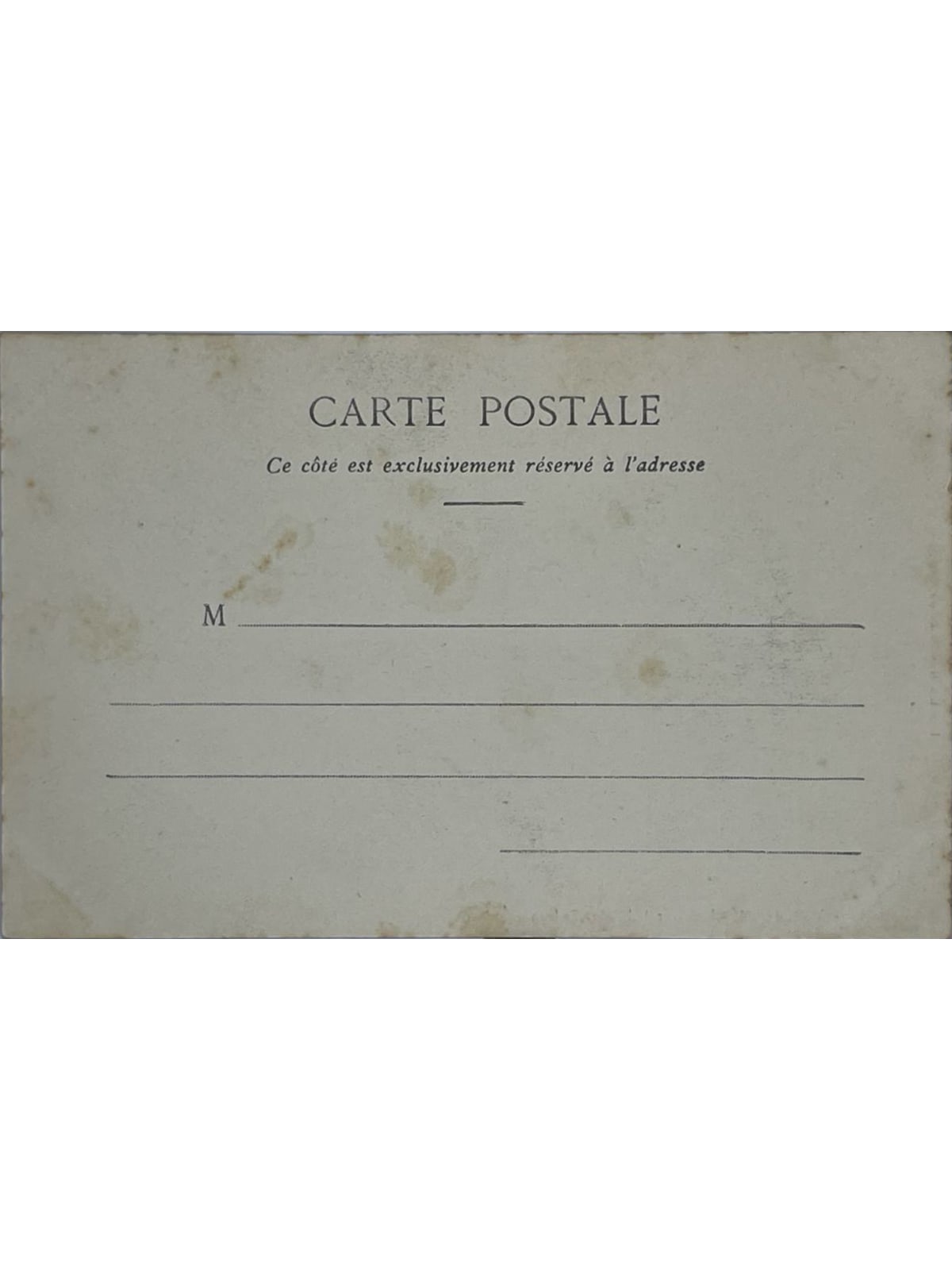 Verso de la carte postale