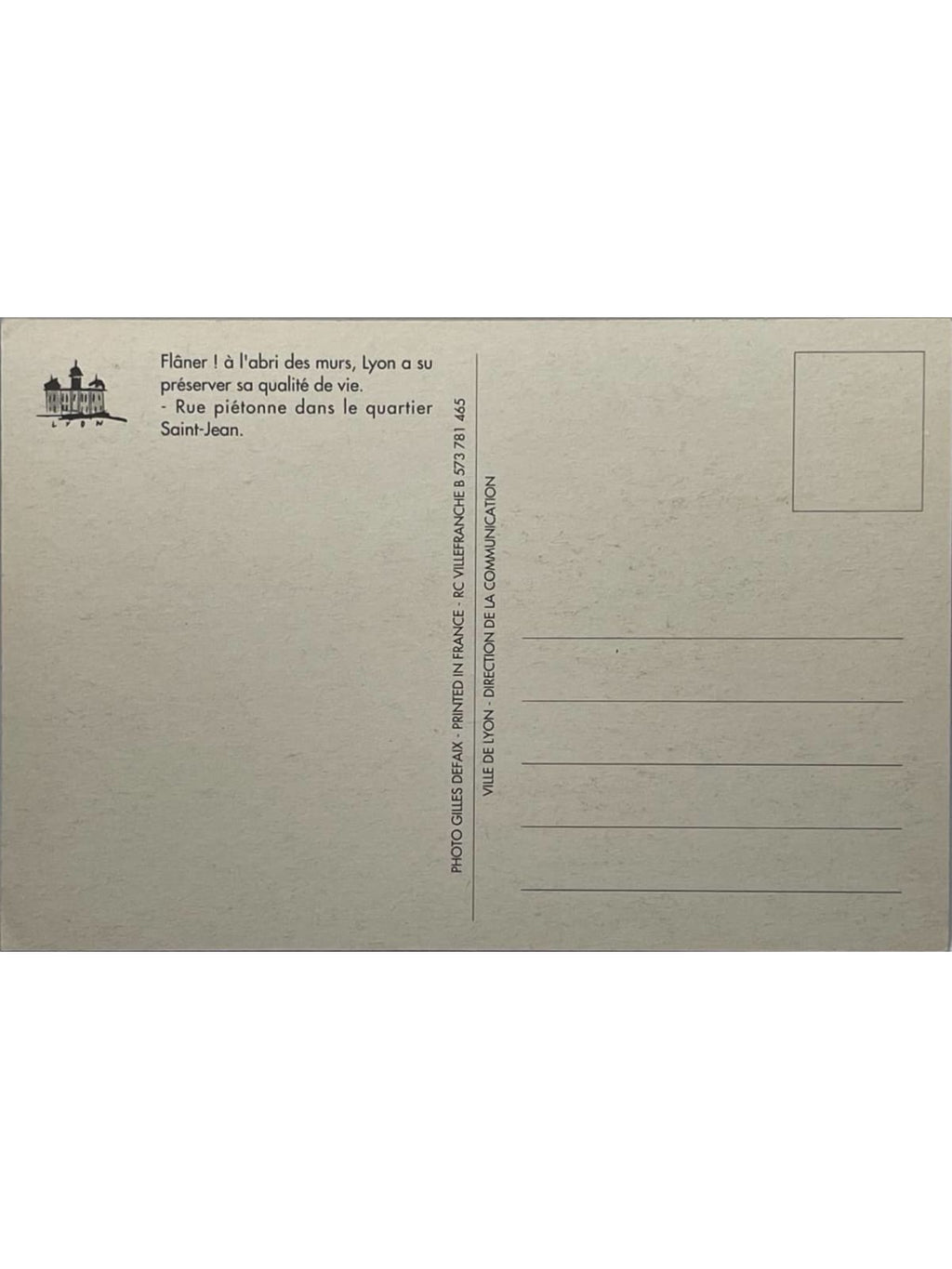 Verso de la carte postale