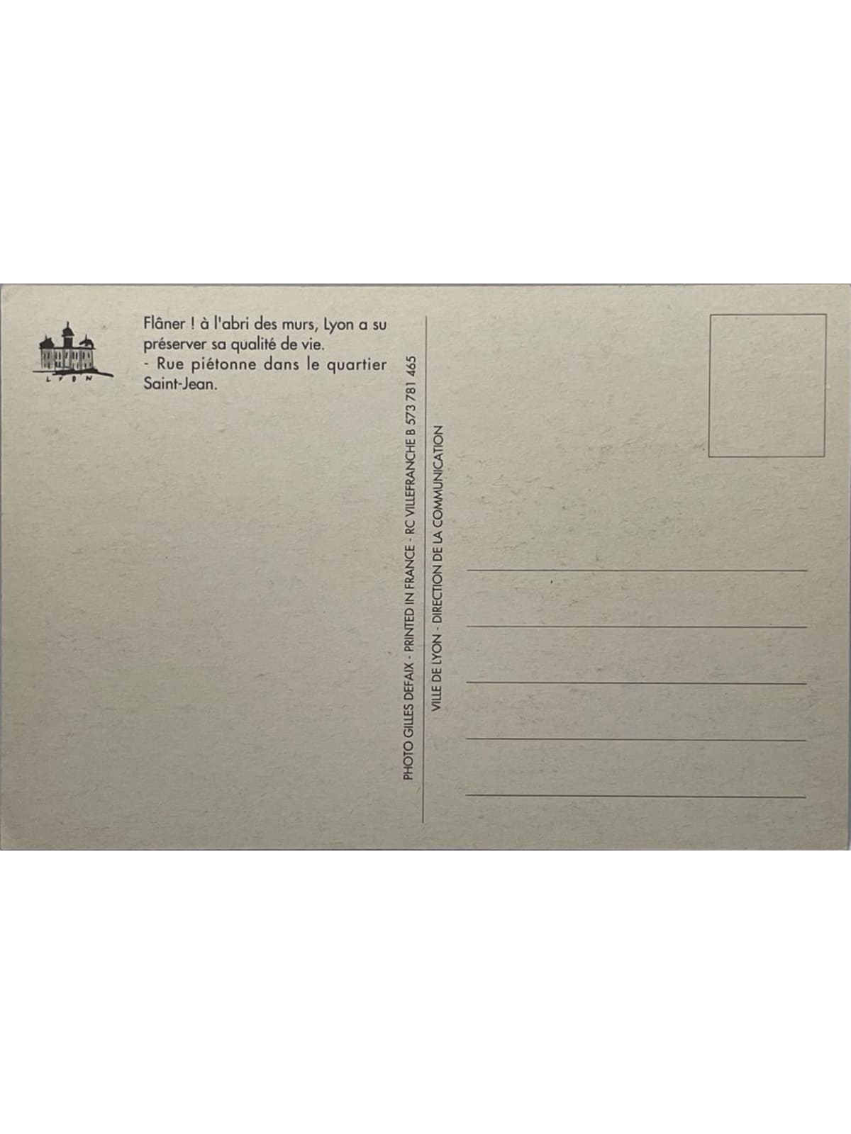 Verso de la carte postale