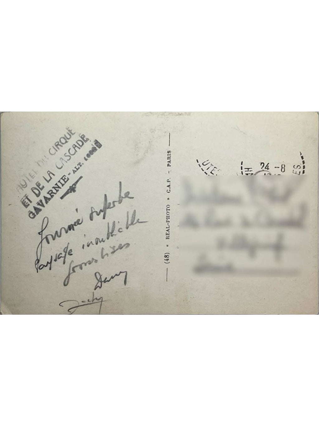 Verso de la carte postale