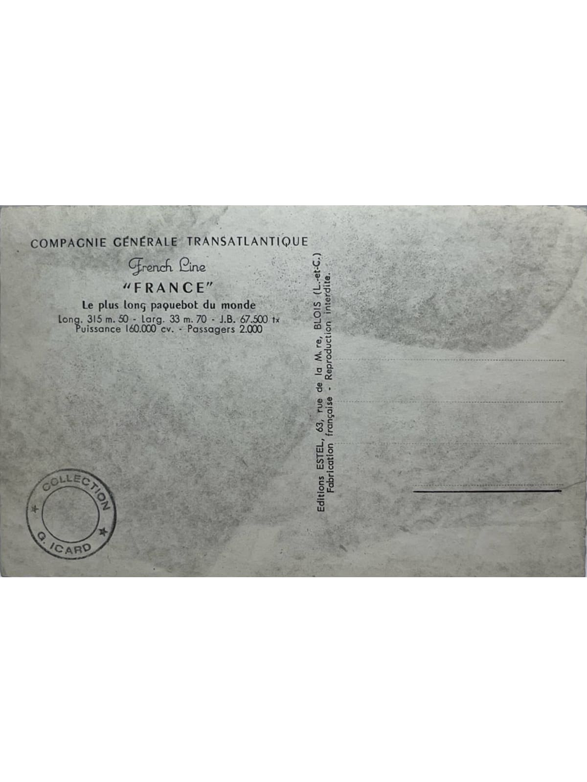 Verso de la carte postale